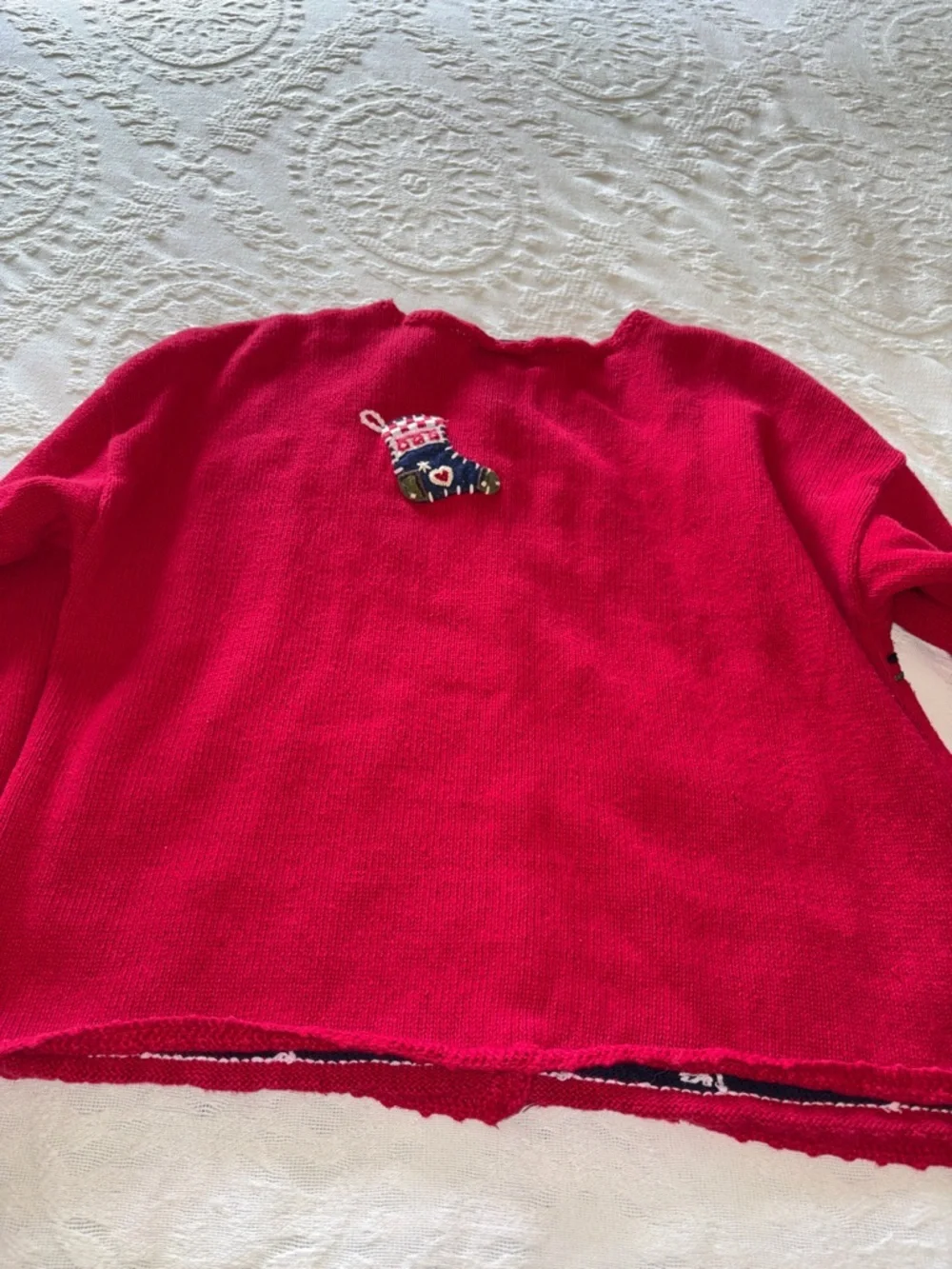 Vintage Carly St. Claire Red Holiday Embroidered Cardigan Sweater XL